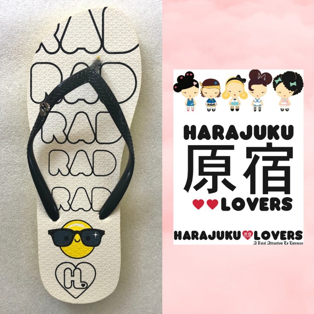 Harajuku Lovers 'R A D' Mismatch Flip Flops